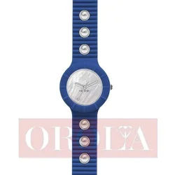 Orologi HipHop blu con inserti in metallo e perle HWU0496