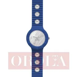Orologi HipHop blu con inserti in metallo e perle HWU0496